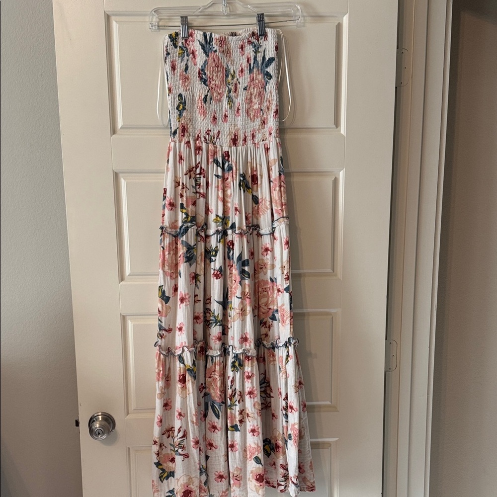 Floral Maxi Skirt - White and Pink